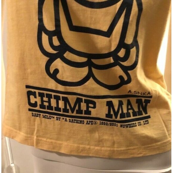 PREOWNED UNISEX BAPE A BATHING APE A.SNKA BABY MILO YELLOW T SHIRT SIZE XSMALL - Picture 4 of 5